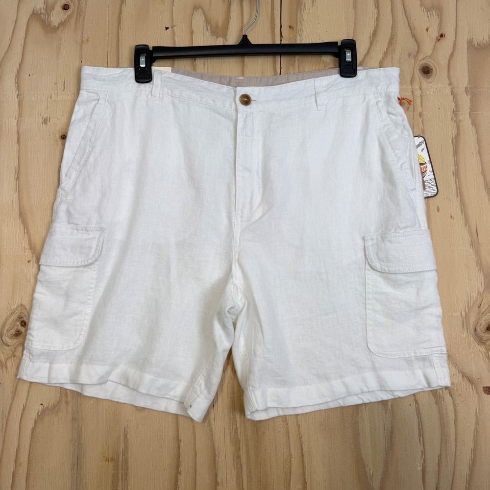 C&C California Cargo Shorts Mens 40 White NWT Linen Lightweight Summer Pocket